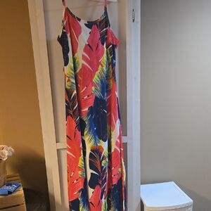 SHEIN Colorful Leaf Print Maxi Dress